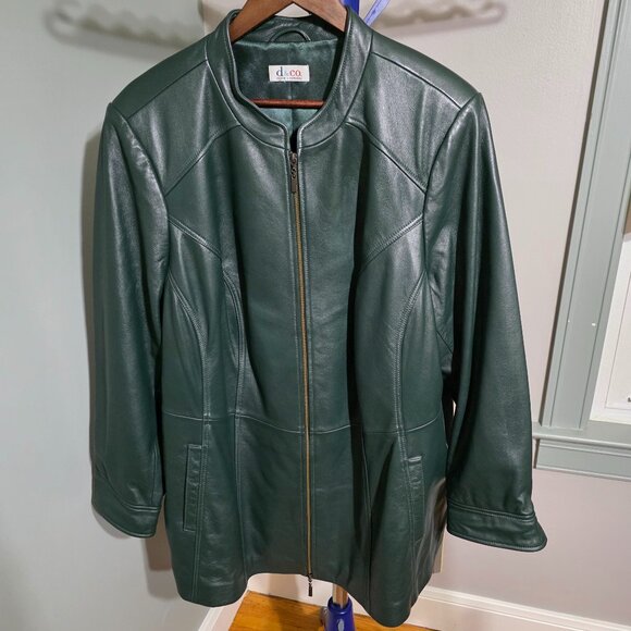 D & CO. (Denim & Company) Jackets & Blazers - D & CO. (Denim & Company) Dark Evergreen Leather Jacket